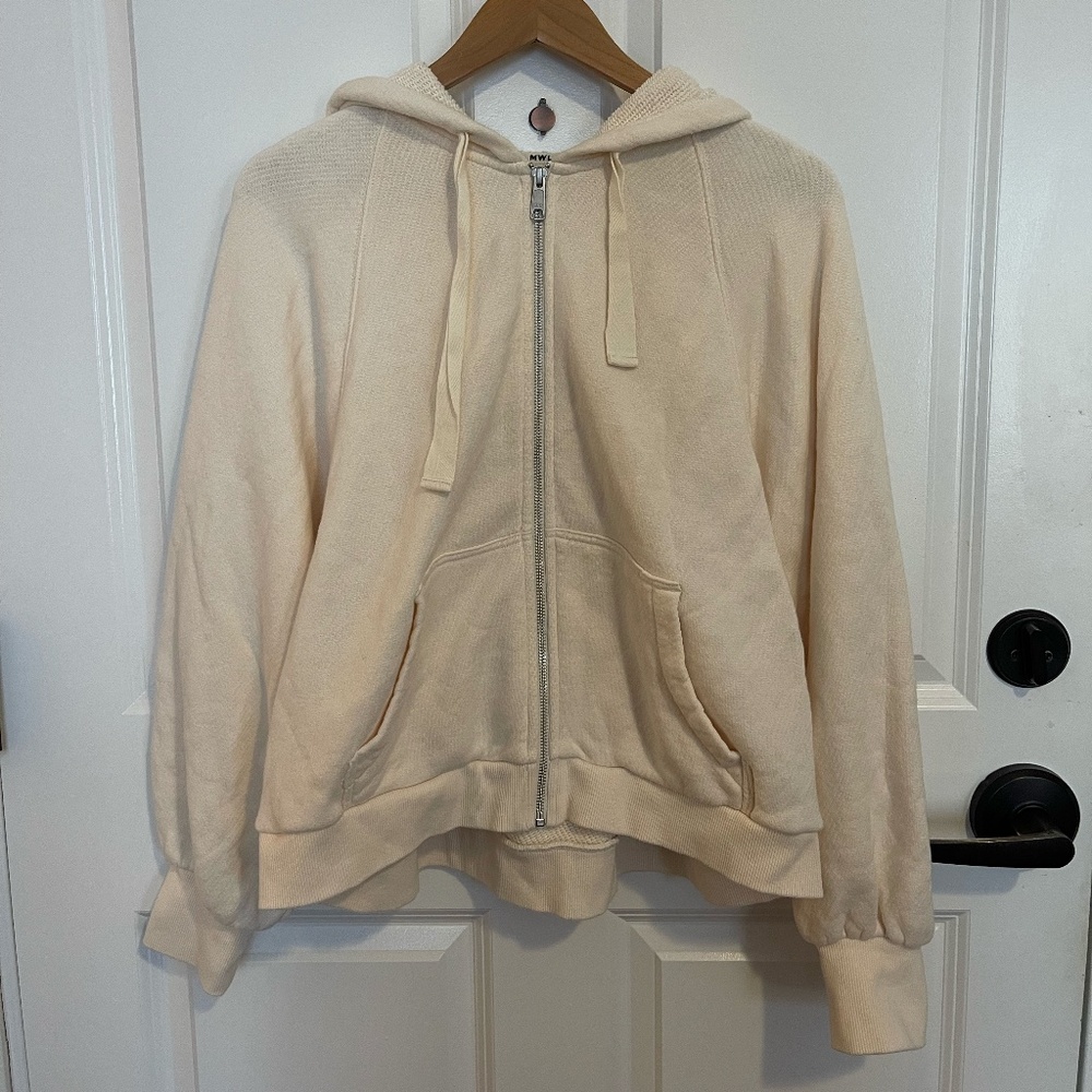 Madewell MWL Airyterry Cocoon Hoodie Sweatshirt White Size Large